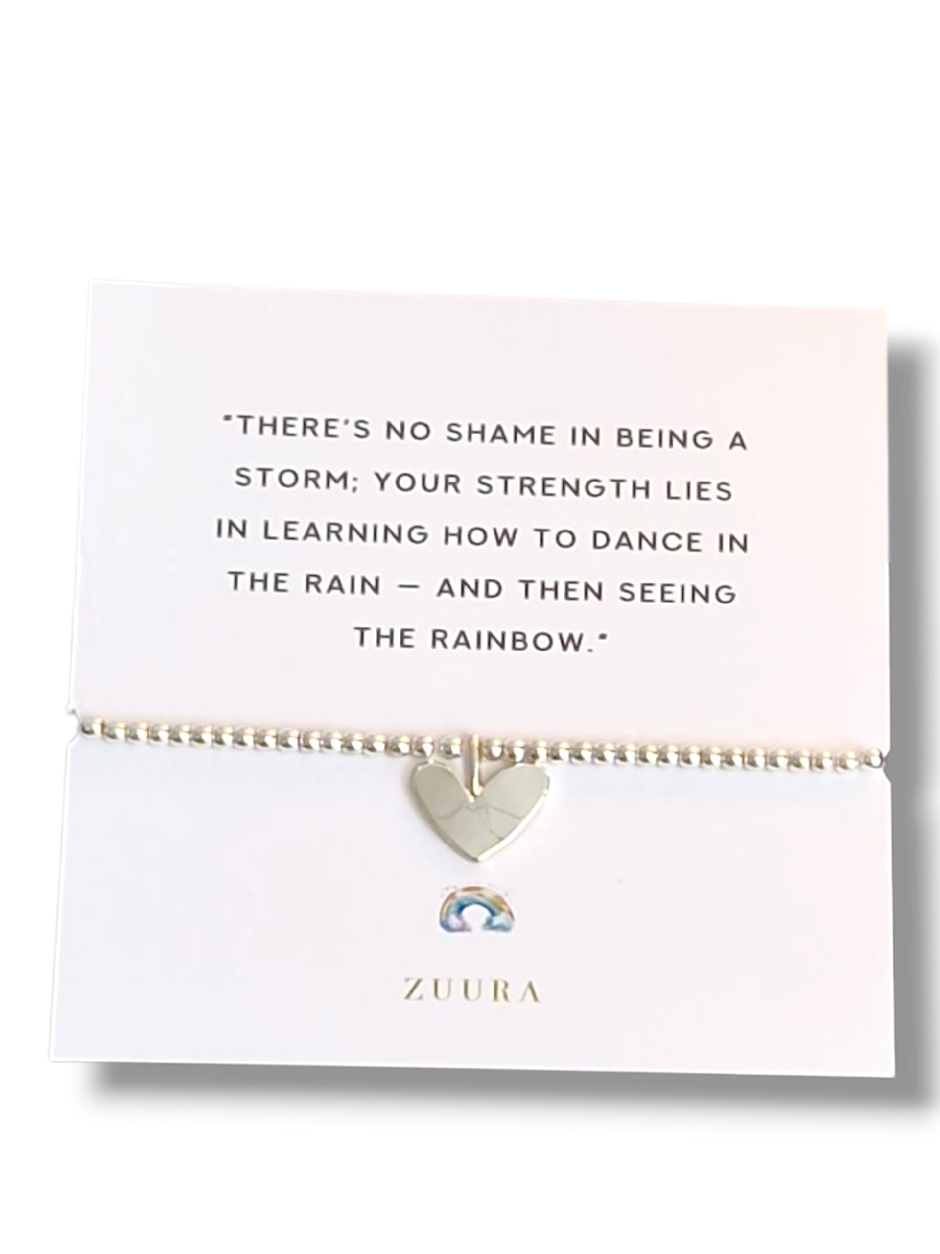 ZUURA Heart Charm Silver-Plated Beaded Bracelet There’s no shame in being in a storm