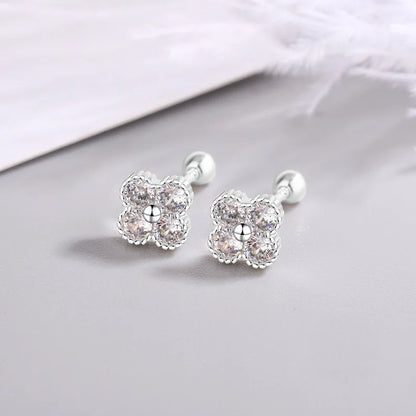 925 Sterling Silver Small Round Zircon Stud Earrings for Women - Elegant Luxury Fine Jewelry Accessories