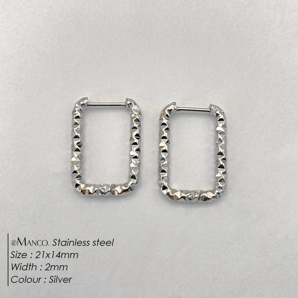 EMANCO Stainless Steel Rectangular Textured Earrings Women'S DIY Jewellery Parts Earring 48 Hour Shipping