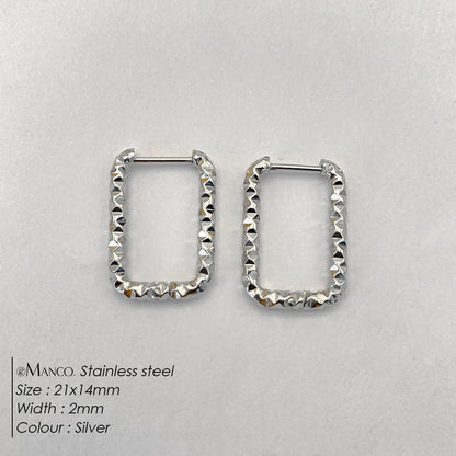EMANCO Stainless Steel Rectangular Textured Earrings Women'S DIY Jewellery Parts Earring 48 Hour Shipping