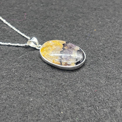 Blue John Fluorite Pendant in Sterling Silver