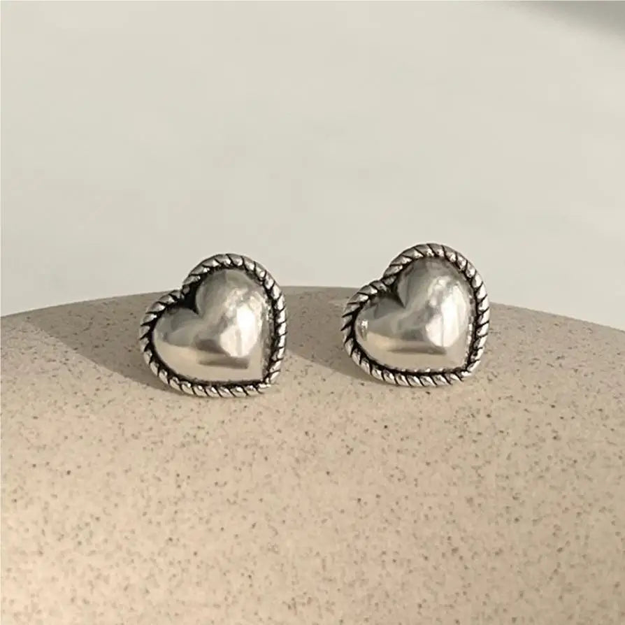 925 Sterling Silver Heart Small Stud Earrings for Women - Luxury Wedding Jewelry Accessories, Wholesale Trend for 2024