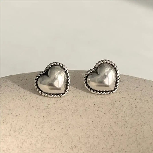925 Sterling Silver Heart Small Stud Earrings for Women - Luxury Wedding Jewelry Accessories, Wholesale Trend for 2024