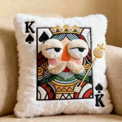 Creative Cartoon Embroidered Pillow Soft Game Theme Big Eyes Pillow Quirky Square Patchwork Pillow Home Bedroom Decor