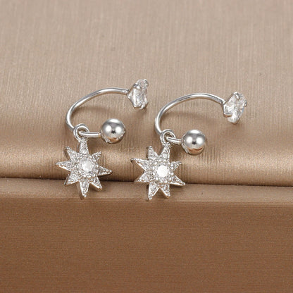 2PC Stainless Steel Gold Color Minimal Crystal Star Ear Studs Earring Women Korean Helix Studs Tragus Cartilage Piercing Jewelry