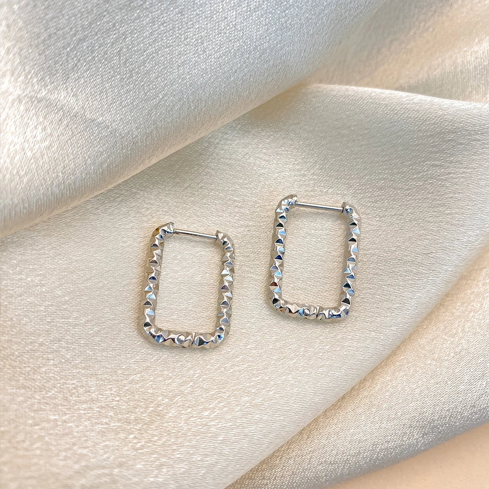 EMANCO Stainless Steel Rectangular Textured Earrings Women'S DIY Jewellery Parts Earring 48 Hour Shipping