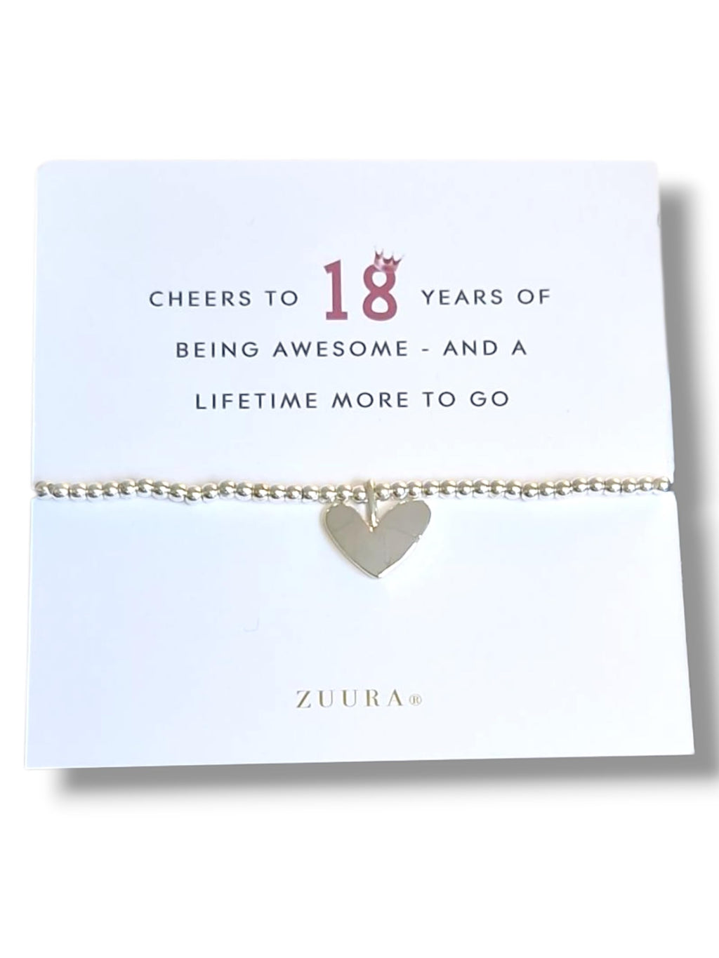 ZUURA 18th Birthday Silver Plated Bracelet with Inspirational Quote Card – Elegant Gift for Her Coming of Age Celebration