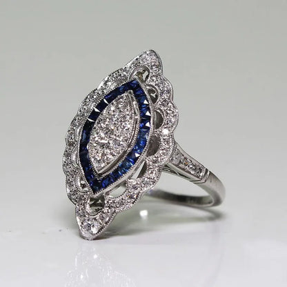 Classic Silver Hollow-Out Flower Mosaic CZ Zircon Women's Ring - Elegant Wedding Band Jewelry Gift
