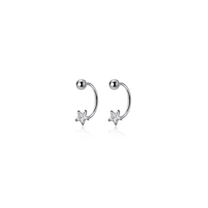2PC Stainless Steel Gold Color Minimal Crystal Star Ear Studs Earring Women Korean Helix Studs Tragus Cartilage Piercing Jewelry