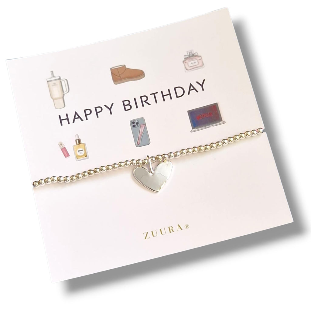 ZUURA Girls Accessories Birthday Silver Plated Heart Charm Bracelet I Pun Gift for Women I Birthday Friendship Jewellery