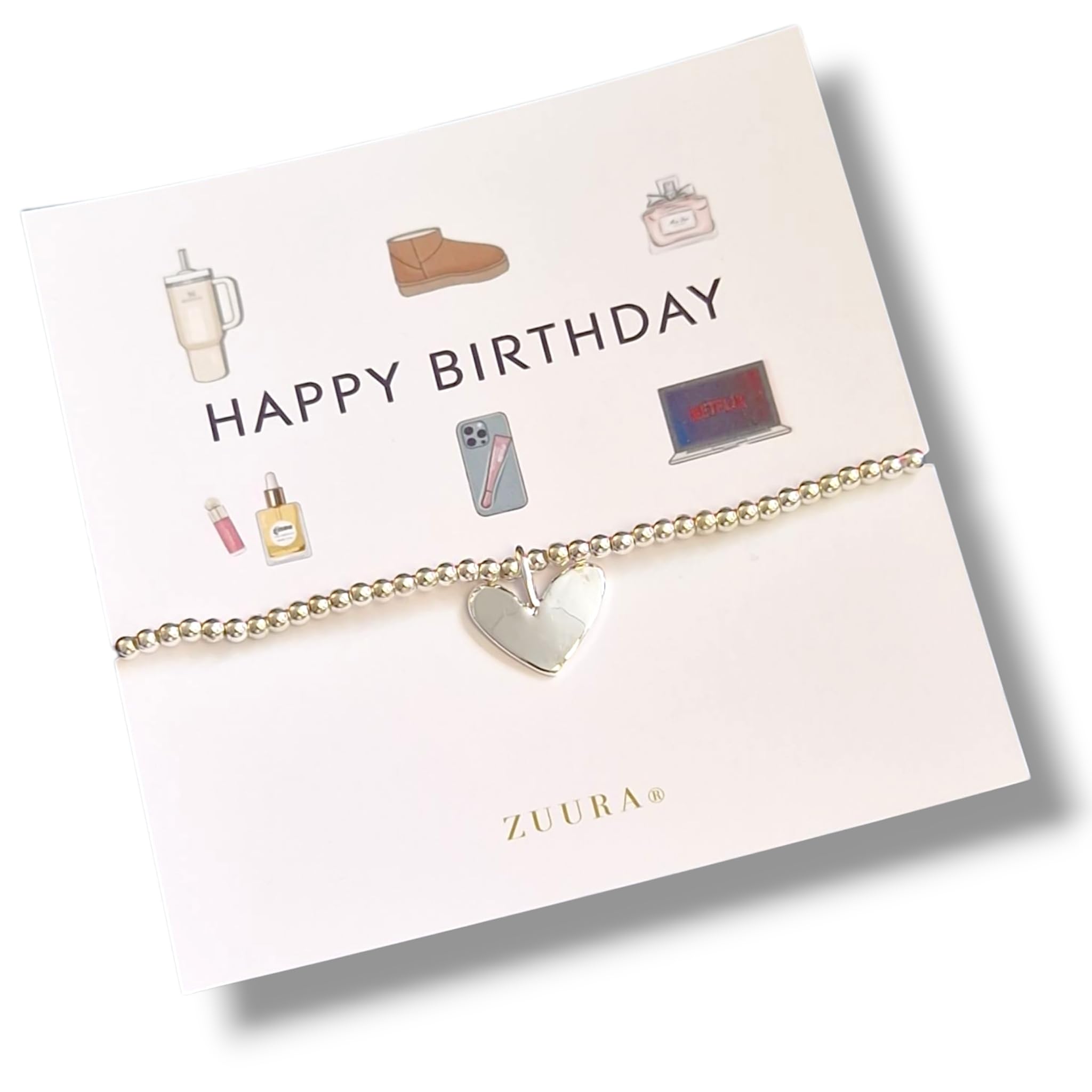 ZUURA Girls Accessories Birthday Silver Plated Heart Charm Bracelet I Pun Gift for Women I Birthday Friendship Jewellery