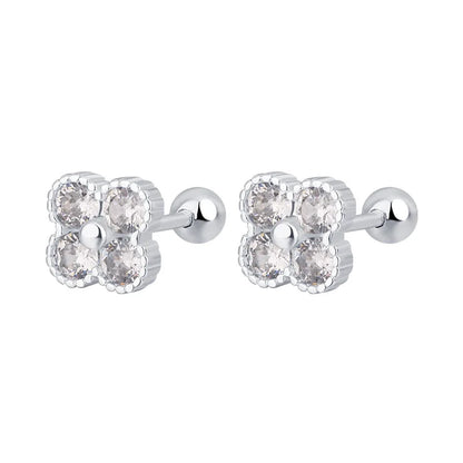 925 Sterling Silver Small Round Zircon Stud Earrings for Women - Elegant Luxury Fine Jewelry Accessories