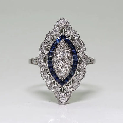 Classic Silver Hollow-Out Flower Mosaic CZ Zircon Women's Ring - Elegant Wedding Band Jewelry Gift
