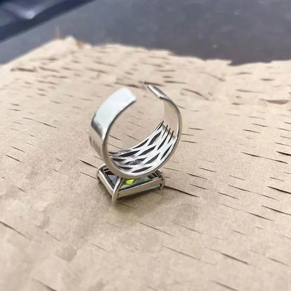 High Quality Trendy Green Crystal Flower Thai Silver All Match Female Wedding Ring Hand Jewellery Accessories Gifts Never Fade