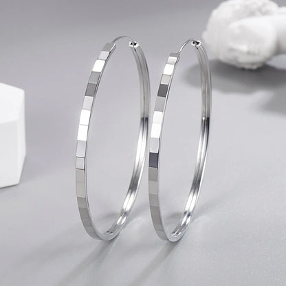 925 Sterling Silver Square Cut Earrings for Women - Large Aesthetic Jewelry Accessories (3/4/5/6 CM) - 2024 Trend
