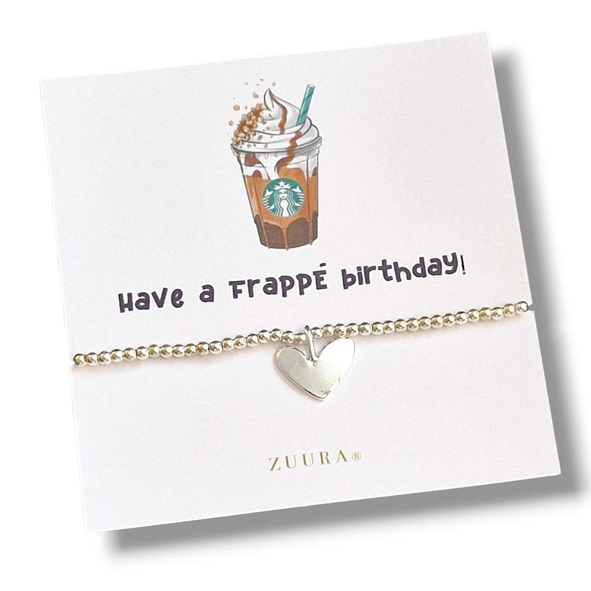 ZUURA 'Have a Frappe Birthday' | Silver Plated | Bracelet | 18cm stretch