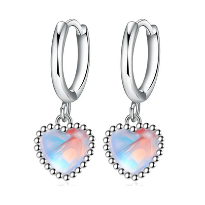 925 Sterling Silver Moonstone Heart Stud Earrings for Women - Elegant Wholesale Jewelry Accessories