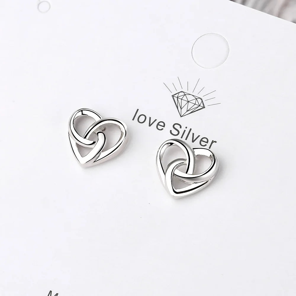 925 Sterling Silver Heart Stud Earrings for Women - Elegant Engagement Jewelry, 2024 Trend