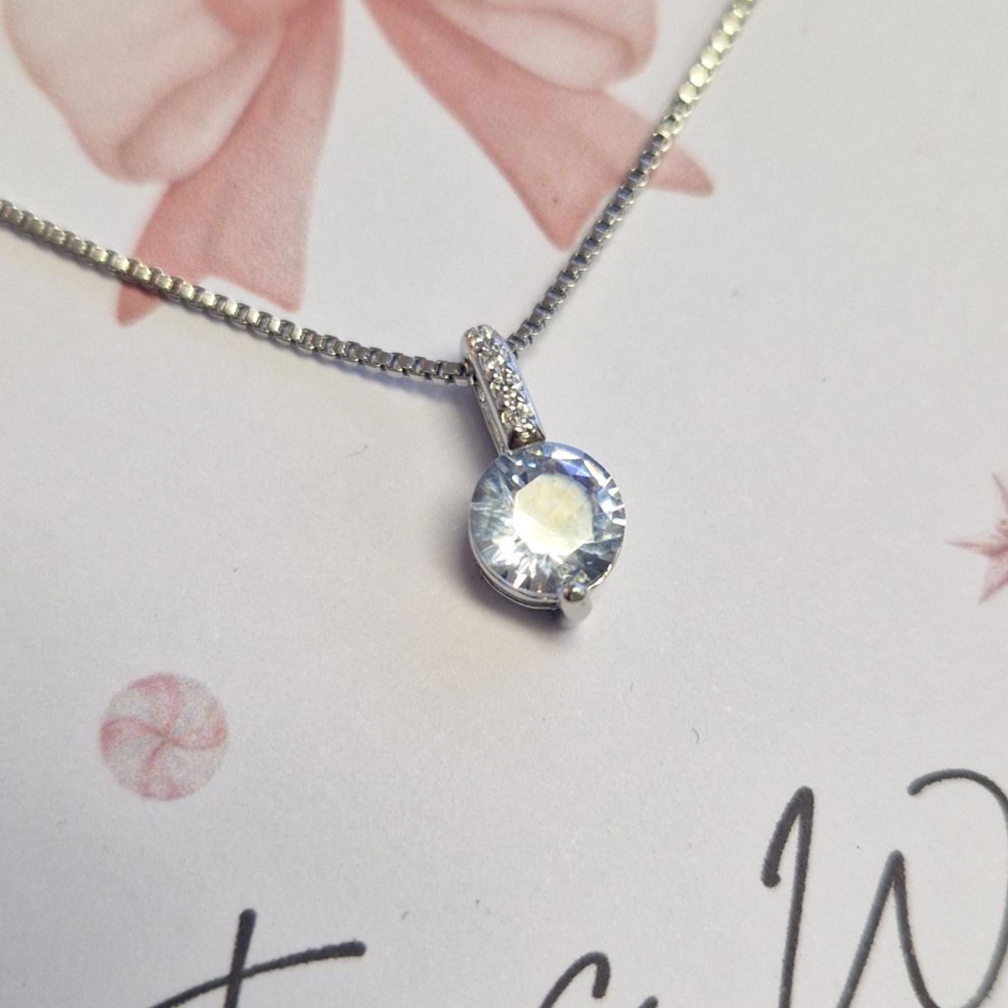 Personalised Silver 925 Zircon Christmas Wishes Necklace – Gift Boxed 18" – Custom Holiday Jewellery for Her – Xmas Gift for her